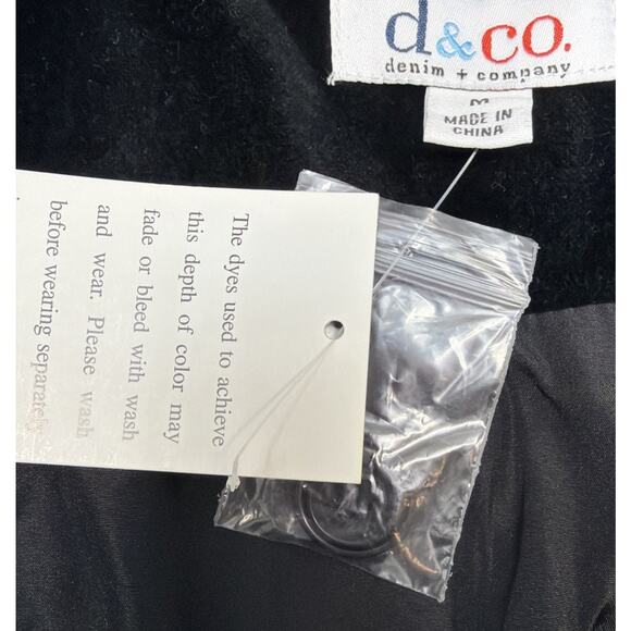 DENIM & CO WOMEN'S Medium Velveteen Blazer Jacket Black Career New - Picture 3 of 6
